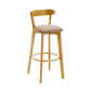 Industrial Backrest Armless Counter Stool Wood Cafe Bar Stool with Cushion and Pedal