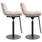 Glam Style Armless Counter Stool Leather Adjustable Height Bar Stool Black 2 Piece Set Clearhalo 'Bar Furniture' 'Bar Stools' 'bar_stools' 'furn' 'furn_bar_stools' 'Furniture' 'Kitchen & Dining Furniture' 6869708