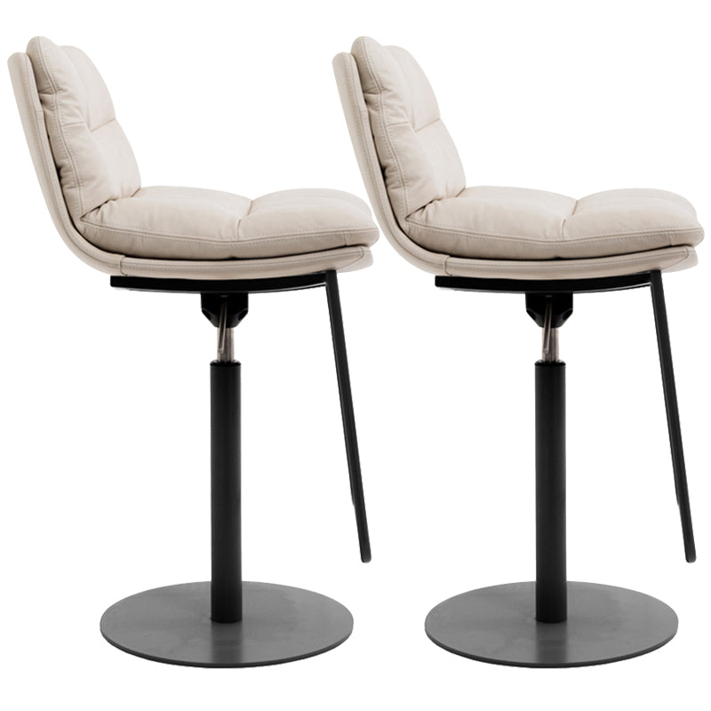 Glam Style Armless Counter Stool Leather Adjustable Height Bar Stool Black 2 Piece Set Clearhalo 'Bar Furniture' 'Bar Stools' 'bar_stools' 'furn' 'furn_bar_stools' 'Furniture' 'Kitchen & Dining Furniture' 6869708
