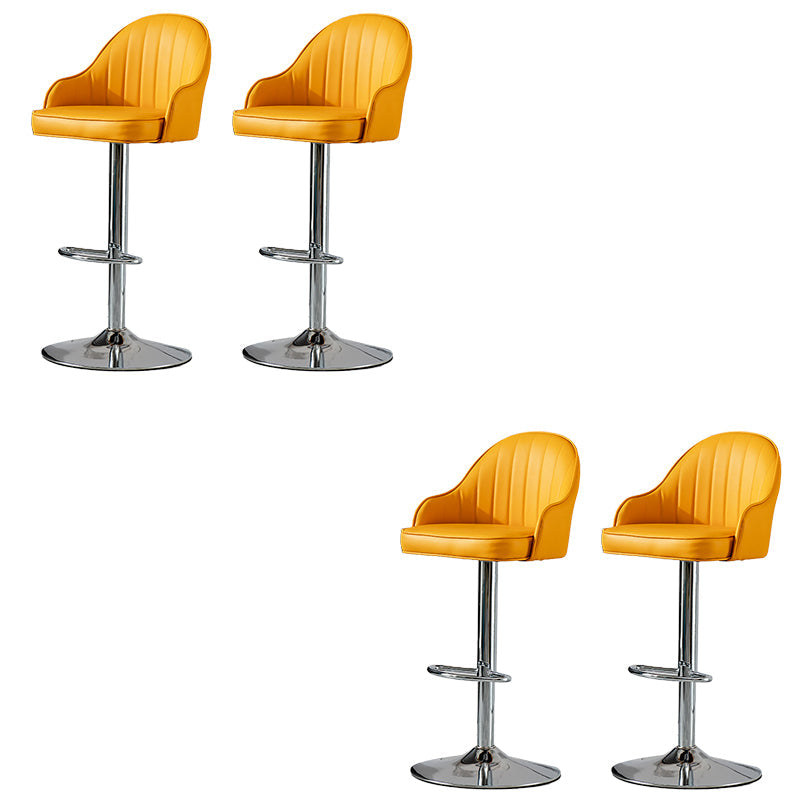 Industrial Liftable Bar Stool PU Leather Counter Bar Stool with Metal Legs for Home Yellow Silver 4 Piece Set Clearhalo 'Bar Furniture' 'Bar Stools' 'bar_stools' 'furn' 'furn_bar_stools' 'Furniture' 'Kitchen & Dining Furniture' 6869726