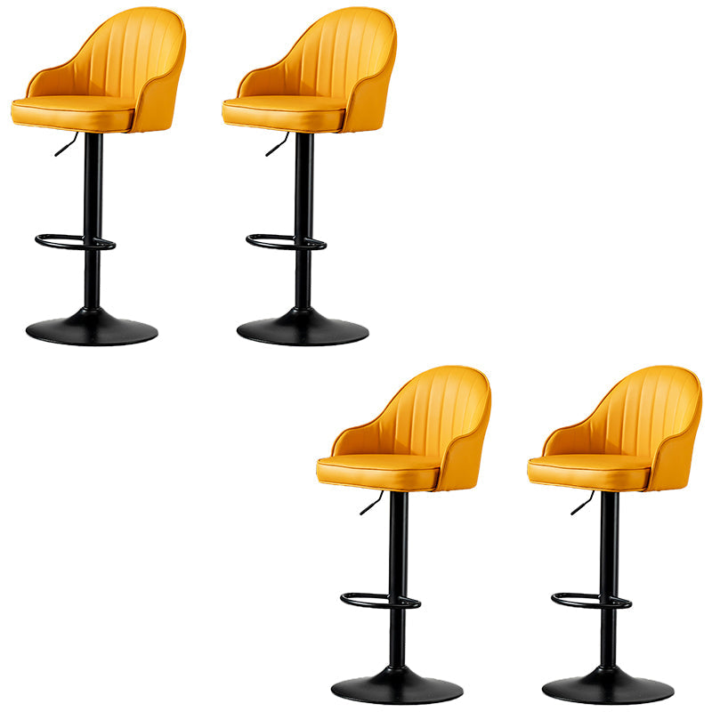 Industrial Liftable Bar Stool PU Leather Counter Bar Stool with Metal Legs for Home Yellow Black 4 Piece Set Clearhalo 'Bar Furniture' 'Bar Stools' 'bar_stools' 'furn' 'furn_bar_stools' 'Furniture' 'Kitchen & Dining Furniture' 6869727