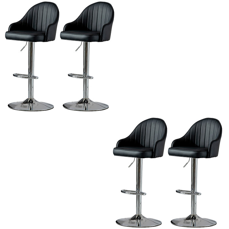 Industrial Liftable Bar Stool PU Leather Counter Bar Stool with Metal Legs for Home Black Silver 4 Piece Set Clearhalo 'Bar Furniture' 'Bar Stools' 'bar_stools' 'furn' 'furn_bar_stools' 'Furniture' 'Kitchen & Dining Furniture' 6869729