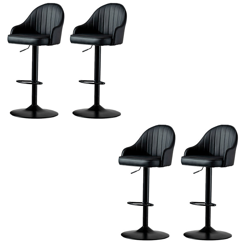 Industrial Liftable Bar Stool PU Leather Counter Bar Stool with Metal Legs for Home Black Black 4 Piece Set Clearhalo 'Bar Furniture' 'Bar Stools' 'bar_stools' 'furn' 'furn_bar_stools' 'Furniture' 'Kitchen & Dining Furniture' 6869731