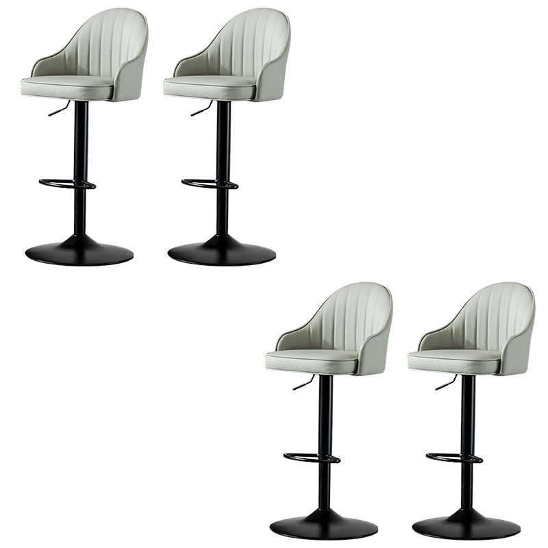 Industrial Liftable Bar Stool PU Leather Counter Bar Stool with Metal Legs for Home Light Gray Black 4 Piece Set Clearhalo 'Bar Furniture' 'Bar Stools' 'bar_stools' 'furn' 'furn_bar_stools' 'Furniture' 'Kitchen & Dining Furniture' 6869733