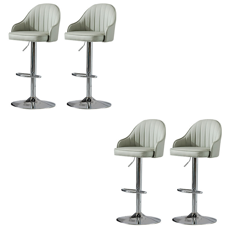 Industrial Liftable Bar Stool PU Leather Counter Bar Stool with Metal Legs for Home Light Gray Silver 4 Piece Set Clearhalo 'Bar Furniture' 'Bar Stools' 'bar_stools' 'furn' 'furn_bar_stools' 'Furniture' 'Kitchen & Dining Furniture' 6869736