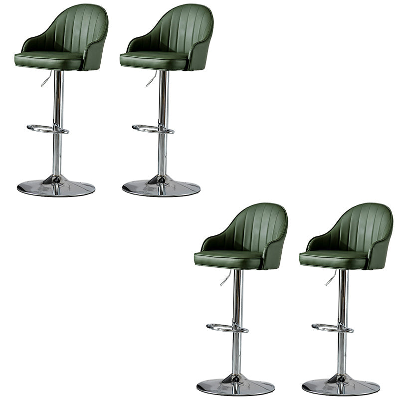 Industrial Liftable Bar Stool PU Leather Counter Bar Stool with Metal Legs for Home Blackish Green Silver 4 Piece Set Clearhalo 'Bar Furniture' 'Bar Stools' 'bar_stools' 'furn' 'furn_bar_stools' 'Furniture' 'Kitchen & Dining Furniture' 6869738