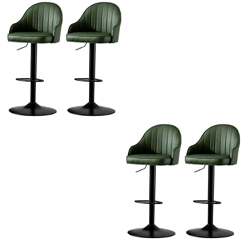 Industrial Liftable Bar Stool PU Leather Counter Bar Stool with Metal Legs for Home Blackish Green Black 4 Piece Set Clearhalo 'Bar Furniture' 'Bar Stools' 'bar_stools' 'furn' 'furn_bar_stools' 'Furniture' 'Kitchen & Dining Furniture' 6869739