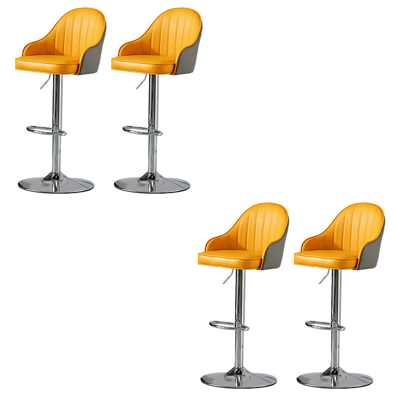Industrial Liftable Bar Stool PU Leather Counter Bar Stool with Metal Legs for Home Gray-Yellow Silver 4 Piece Set Clearhalo 'Bar Furniture' 'Bar Stools' 'bar_stools' 'furn' 'furn_bar_stools' 'Furniture' 'Kitchen & Dining Furniture' 6869741
