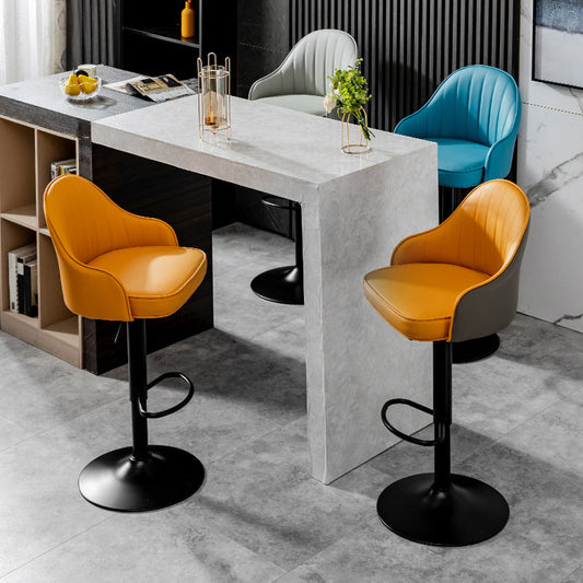 Industrial Liftable Bar Stool PU Leather Counter Bar Stool with Metal Legs for Home Clearhalo 'Bar Furniture' 'Bar Stools' 'bar_stools' 'furn' 'furn_bar_stools' 'Furniture' 'Kitchen & Dining Furniture' 6869743