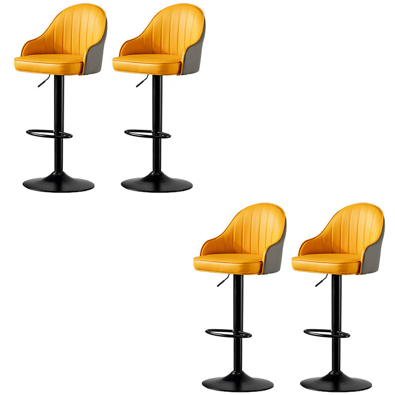 Industrial Liftable Bar Stool PU Leather Counter Bar Stool with Metal Legs for Home Gray-Yellow Black 4 Piece Set Clearhalo 'Bar Furniture' 'Bar Stools' 'bar_stools' 'furn' 'furn_bar_stools' 'Furniture' 'Kitchen & Dining Furniture' 6869744