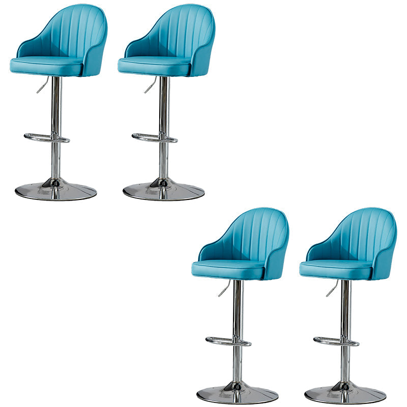 Industrial Liftable Bar Stool PU Leather Counter Bar Stool with Metal Legs for Home Sky Blue Silver 4 Piece Set Clearhalo 'Bar Furniture' 'Bar Stools' 'bar_stools' 'furn' 'furn_bar_stools' 'Furniture' 'Kitchen & Dining Furniture' 6869745