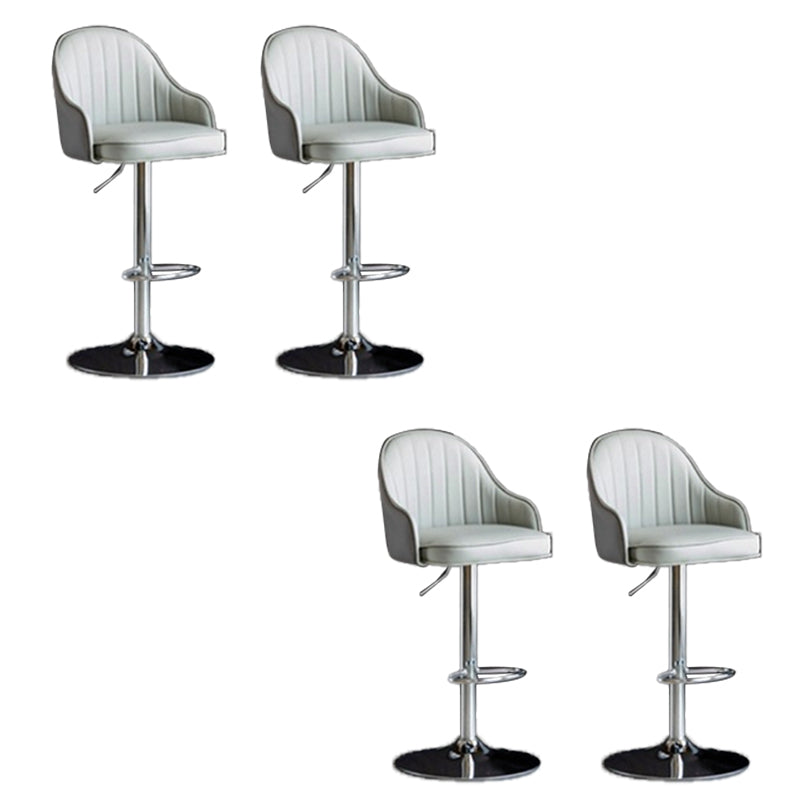 Industrial Liftable Bar Stool PU Leather Counter Bar Stool with Metal Legs for Home Grey Silver 4 Piece Set Clearhalo 'Bar Furniture' 'Bar Stools' 'bar_stools' 'furn' 'furn_bar_stools' 'Furniture' 'Kitchen & Dining Furniture' 6869747