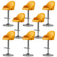 Industrial Liftable Bar Stool PU Leather Counter Bar Stool with Metal Legs for Home Yellow Silver 8 Piece Set Clearhalo 'Bar Furniture' 'Bar Stools' 'bar_stools' 'furn' 'furn_bar_stools' 'Furniture' 'Kitchen & Dining Furniture' 6869749