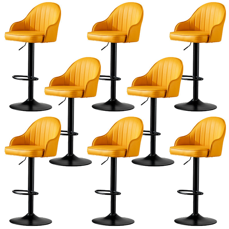 Industrial Liftable Bar Stool PU Leather Counter Bar Stool with Metal Legs for Home Yellow Black 8 Piece Set Clearhalo 'Bar Furniture' 'Bar Stools' 'bar_stools' 'furn' 'furn_bar_stools' 'Furniture' 'Kitchen & Dining Furniture' 6869750