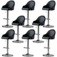 Industrial Liftable Bar Stool PU Leather Counter Bar Stool with Metal Legs for Home Black Silver 8 Piece Set Clearhalo 'Bar Furniture' 'Bar Stools' 'bar_stools' 'furn' 'furn_bar_stools' 'Furniture' 'Kitchen & Dining Furniture' 6869751