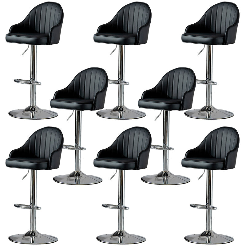 Industrial Liftable Bar Stool PU Leather Counter Bar Stool with Metal Legs for Home Black Silver 8 Piece Set Clearhalo 'Bar Furniture' 'Bar Stools' 'bar_stools' 'furn' 'furn_bar_stools' 'Furniture' 'Kitchen & Dining Furniture' 6869751