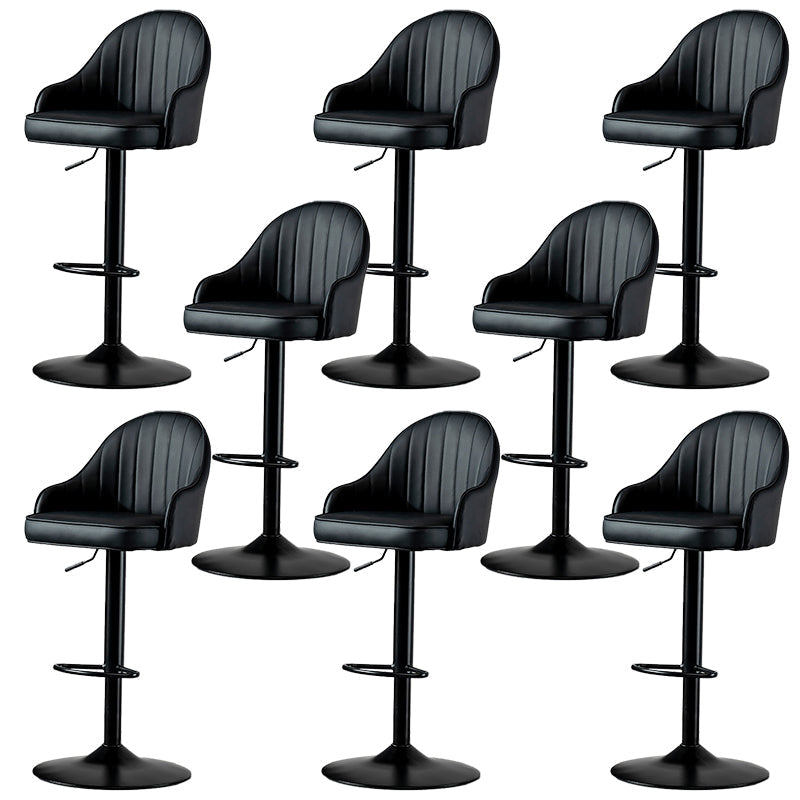 Industrial Liftable Bar Stool PU Leather Counter Bar Stool with Metal Legs for Home Black Black 8 Piece Set Clearhalo 'Bar Furniture' 'Bar Stools' 'bar_stools' 'furn' 'furn_bar_stools' 'Furniture' 'Kitchen & Dining Furniture' 6869752