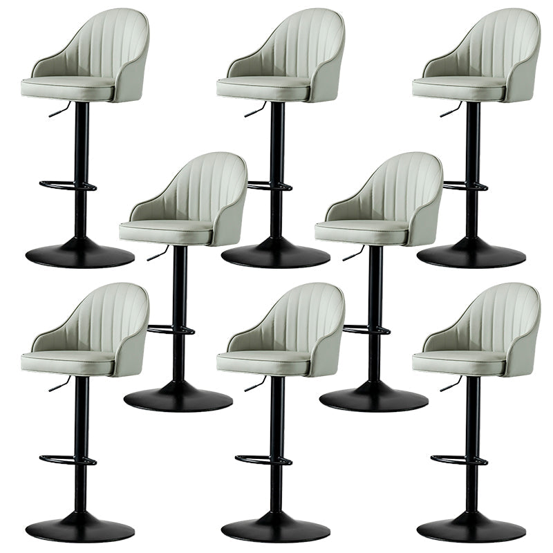 Industrial Liftable Bar Stool PU Leather Counter Bar Stool with Metal Legs for Home Light Gray Black 8 Piece Set Clearhalo 'Bar Furniture' 'Bar Stools' 'bar_stools' 'furn' 'furn_bar_stools' 'Furniture' 'Kitchen & Dining Furniture' 6869753