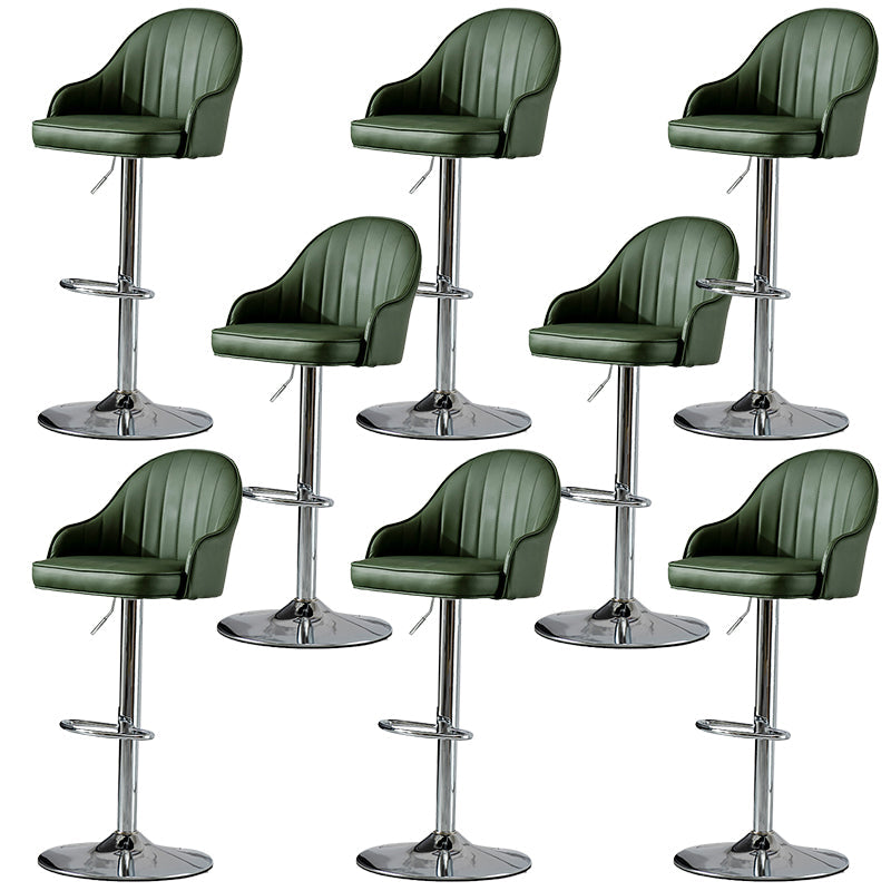 Industrial Liftable Bar Stool PU Leather Counter Bar Stool with Metal Legs for Home Blackish Green Silver 8 Piece Set Clearhalo 'Bar Furniture' 'Bar Stools' 'bar_stools' 'furn' 'furn_bar_stools' 'Furniture' 'Kitchen & Dining Furniture' 6869755