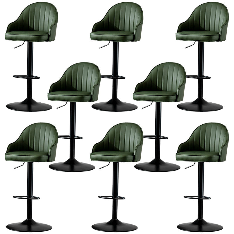 Industrial Liftable Bar Stool PU Leather Counter Bar Stool with Metal Legs for Home Blackish Green Black 8 Piece Set Clearhalo 'Bar Furniture' 'Bar Stools' 'bar_stools' 'furn' 'furn_bar_stools' 'Furniture' 'Kitchen & Dining Furniture' 6869756