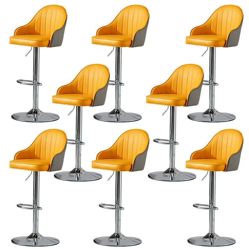 Industrial Liftable Bar Stool PU Leather Counter Bar Stool with Metal Legs for Home Gray-Yellow Silver 8 Piece Set Clearhalo 'Bar Furniture' 'Bar Stools' 'bar_stools' 'furn' 'furn_bar_stools' 'Furniture' 'Kitchen & Dining Furniture' 6869757