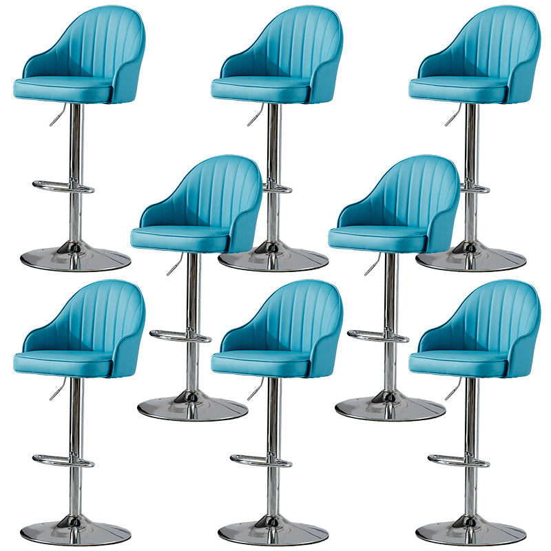 Industrial Liftable Bar Stool PU Leather Counter Bar Stool with Metal Legs for Home Sky Blue Silver 8 Piece Set Clearhalo 'Bar Furniture' 'Bar Stools' 'bar_stools' 'furn' 'furn_bar_stools' 'Furniture' 'Kitchen & Dining Furniture' 6869759