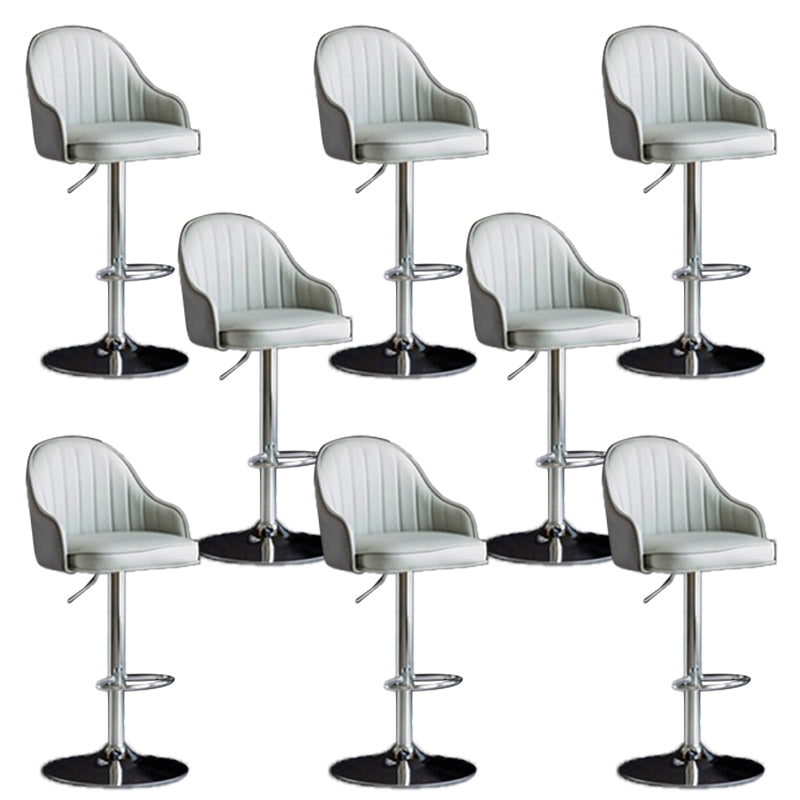 Industrial Liftable Bar Stool PU Leather Counter Bar Stool with Metal Legs for Home Grey Silver 8 Piece Set Clearhalo 'Bar Furniture' 'Bar Stools' 'bar_stools' 'furn' 'furn_bar_stools' 'Furniture' 'Kitchen & Dining Furniture' 6869761