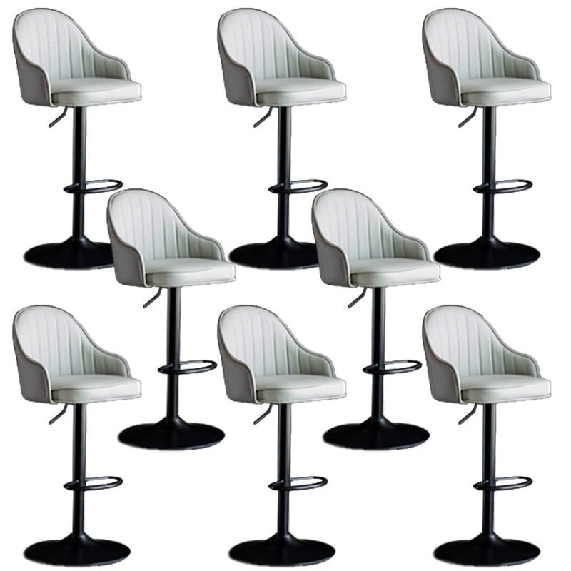 Industrial Liftable Bar Stool PU Leather Counter Bar Stool with Metal Legs for Home Grey Black 8 Piece Set Clearhalo 'Bar Furniture' 'Bar Stools' 'bar_stools' 'furn' 'furn_bar_stools' 'Furniture' 'Kitchen & Dining Furniture' 6869762