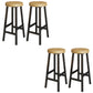 Modern Armless Counter Stool Pine Wood Bar Stool with Pedal for Cafe
