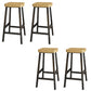 Modern Armless Counter Stool Pine Wood Bar Stool with Pedal for Cafe