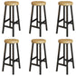 Modern Armless Counter Stool Pine Wood Bar Stool with Pedal for Cafe