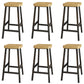 Modern Armless Counter Stool Pine Wood Bar Stool with Pedal for Cafe