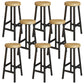 Modern Armless Counter Stool Pine Wood Bar Stool with Pedal for Cafe