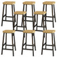 Modern Armless Counter Stool Pine Wood Bar Stool with Pedal for Cafe
