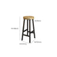 Modern Armless Counter Stool Pine Wood Bar Stool with Pedal for Cafe