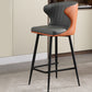 Glam Backrest Armrest Counter Stool Iron Bar Stool with Cushion and Pedal for Cafe