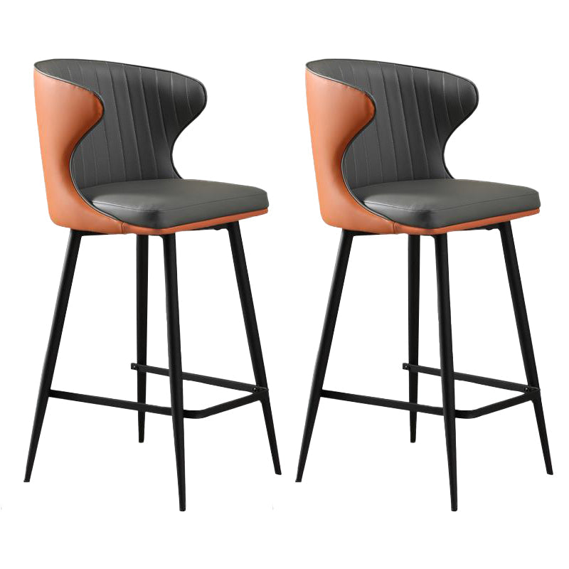 Glam Backrest Armrest Counter Stool Iron Bar Stool with Cushion and Pedal for Cafe