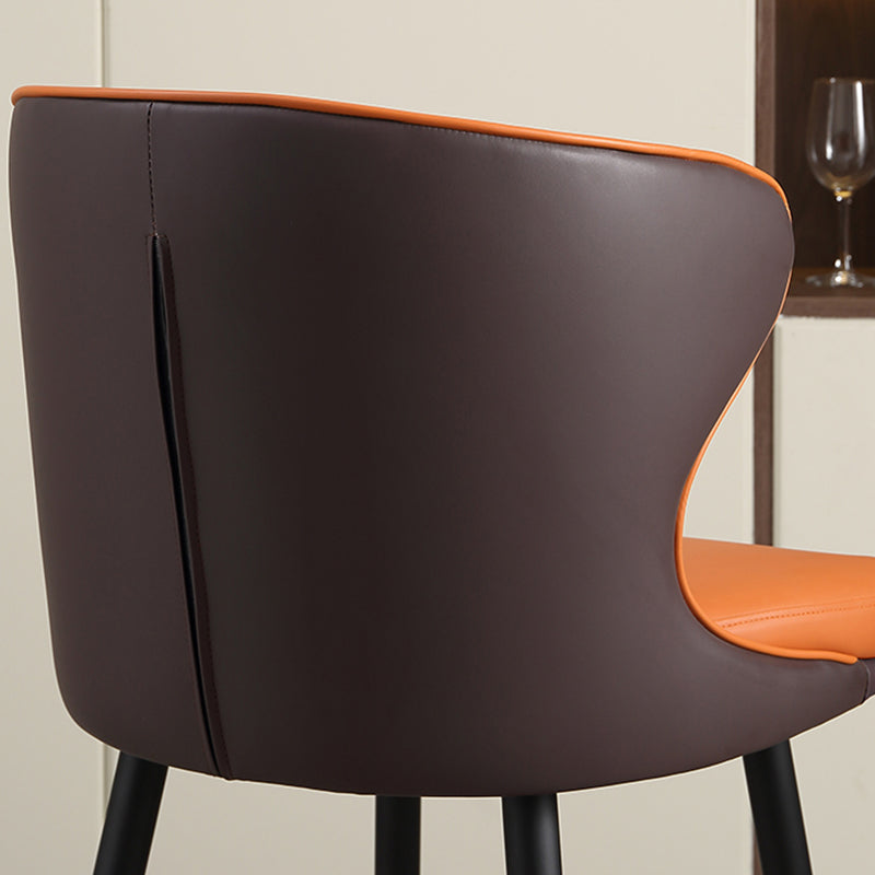 Glam Backrest Armrest Counter Stool Iron Bar Stool with Cushion and Pedal for Cafe