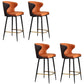 Glam Backrest Armrest Counter Stool Iron Bar Stool with Cushion and Pedal for Cafe