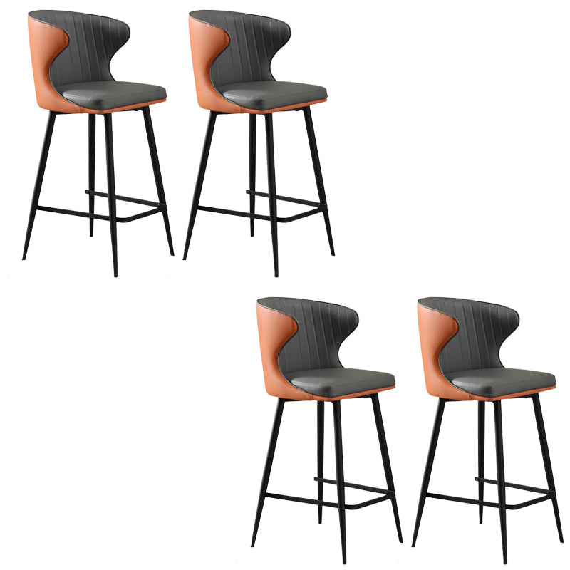 Glam Backrest Armrest Counter Stool Iron Bar Stool with Cushion and Pedal for Cafe