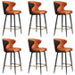 Glam Backrest Armrest Counter Stool Iron Bar Stool with Cushion and Pedal for Cafe