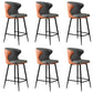 Glam Backrest Armrest Counter Stool Iron Bar Stool with Cushion and Pedal for Cafe