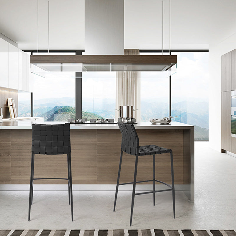 Modern Faux Leather Counter Stool Square Low Back Bar Stool for Indoor Clearhalo 'Bar Furniture' 'Bar Stools' 'bar_stools' 'furn' 'furn_bar_stools' 'Furniture' 'Kitchen & Dining Furniture' 6869873