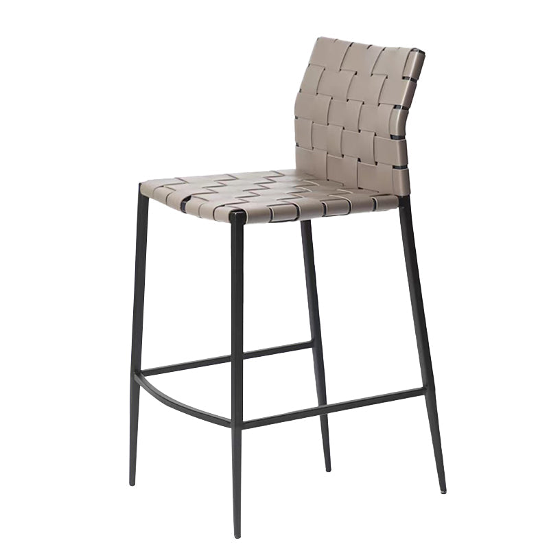 Modern Faux Leather Counter Stool Square Low Back Bar Stool for Indoor Grey 1 Piece Clearhalo 'Bar Furniture' 'Bar Stools' 'bar_stools' 'furn' 'furn_bar_stools' 'Furniture' 'Kitchen & Dining Furniture' 6869874