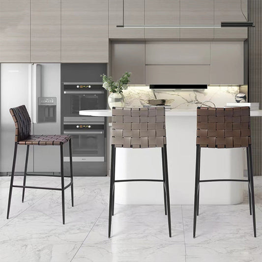 Modern Faux Leather Counter Stool Square Low Back Bar Stool for Indoor Clearhalo 'Bar Furniture' 'Bar Stools' 'bar_stools' 'furn' 'furn_bar_stools' 'Furniture' 'Kitchen & Dining Furniture' 6869875