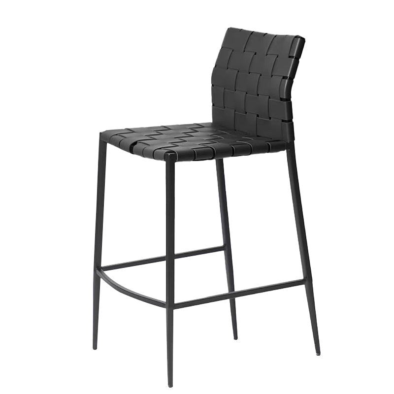 Modern Faux Leather Counter Stool Square Low Back Bar Stool for Indoor Black 1 Piece Clearhalo 'Bar Furniture' 'Bar Stools' 'bar_stools' 'furn' 'furn_bar_stools' 'Furniture' 'Kitchen & Dining Furniture' 6869877