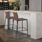 Modern Faux Leather Counter Stool Square Low Back Bar Stool for Indoor Clearhalo 'Bar Furniture' 'Bar Stools' 'bar_stools' 'furn' 'furn_bar_stools' 'Furniture' 'Kitchen & Dining Furniture' 6869878