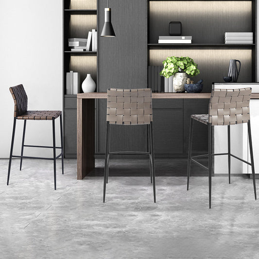 Modern Faux Leather Counter Stool Square Low Back Bar Stool for Indoor Clearhalo 'Bar Furniture' 'Bar Stools' 'bar_stools' 'furn' 'furn_bar_stools' 'Furniture' 'Kitchen & Dining Furniture' 6869879