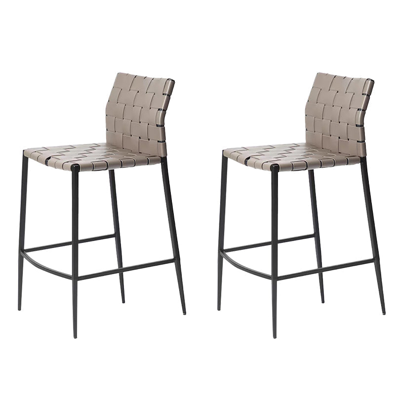 Modern Faux Leather Counter Stool Square Low Back Bar Stool for Indoor Grey 2 Piece Set Clearhalo 'Bar Furniture' 'Bar Stools' 'bar_stools' 'furn' 'furn_bar_stools' 'Furniture' 'Kitchen & Dining Furniture' 6869882