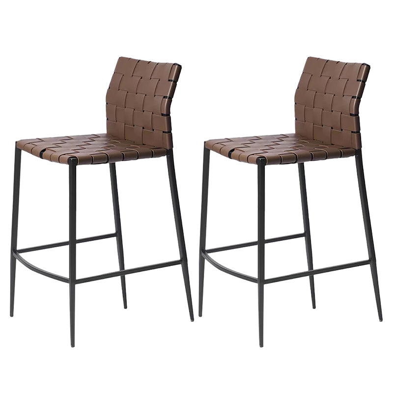 Modern Faux Leather Counter Stool Square Low Back Bar Stool for Indoor Coffee 2 Piece Set Clearhalo 'Bar Furniture' 'Bar Stools' 'bar_stools' 'furn' 'furn_bar_stools' 'Furniture' 'Kitchen & Dining Furniture' 6869883